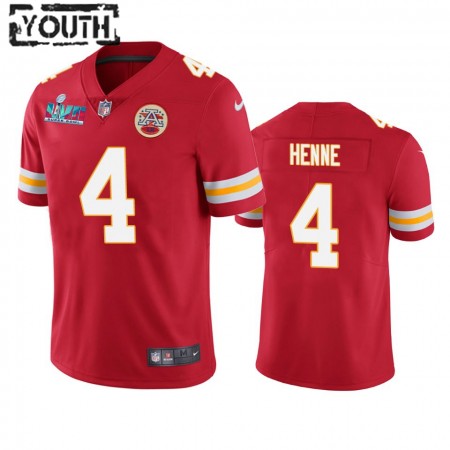 Maillot Enfant Kansas City Chiefs Chad Henne 4 Super Bowl LVII Rouge Vapor Limited